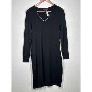 Ralph Ralph Lauren Lightweight Silk Blend Sweater Dress M Black Sequin Preppy